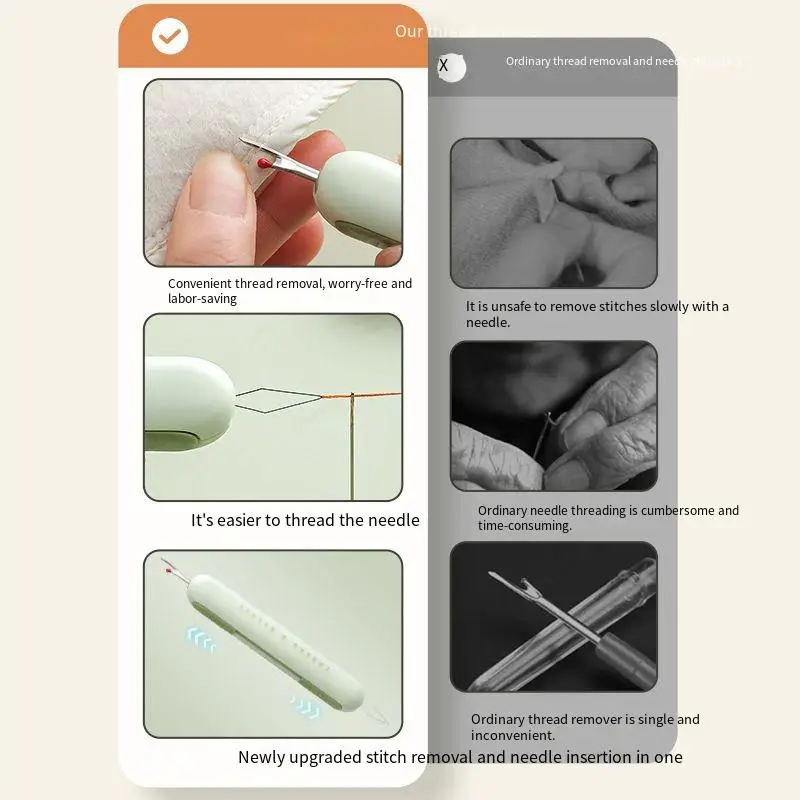 Auto Needle Threader Thread Remover Diy Quick Sewing Elderly Guide Easy Device Double-headed Handmade Sewing Needle Accessory