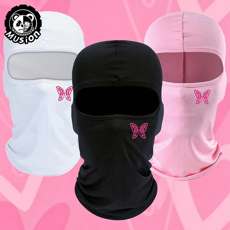 Musion Balaclava-Mütze, Maske, Motorrad, atmungsaktiv, Schmetterling, original bedruckt, schweißabsorbierend, Sonnenschutz, Radfahren und Wandern