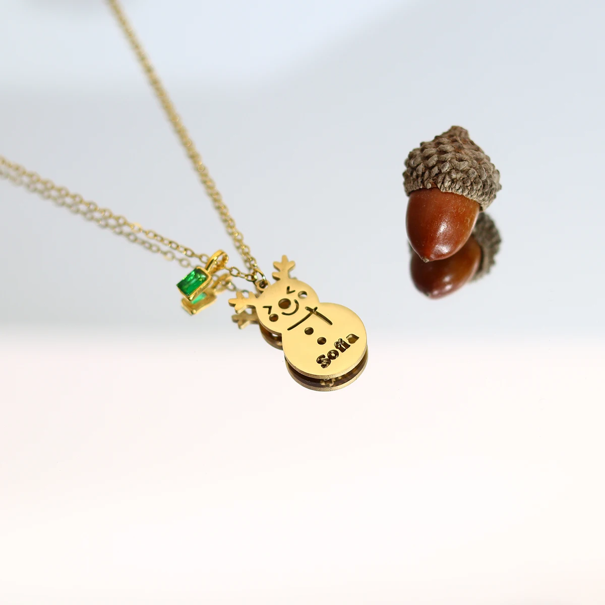 Custom Engraved Name Winter Snowman Necklace Stainless Steel Personalized Letter Pendant Charms Jewelry for Christmas Party