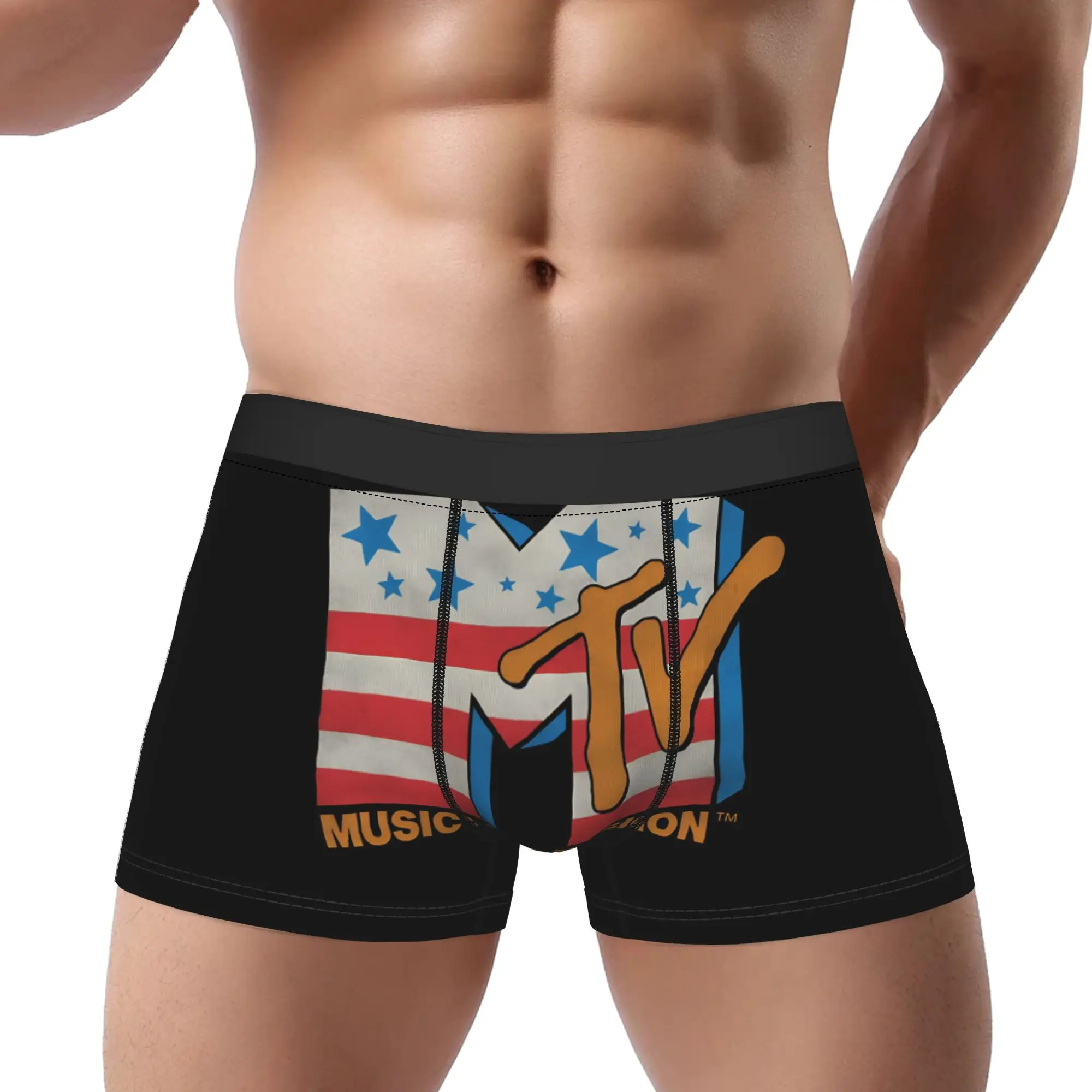 

Vintage Stars & Stripes American Flag MTV Underpants Breathbale Panties Male Underwear Print Shorts Boxer Briefs