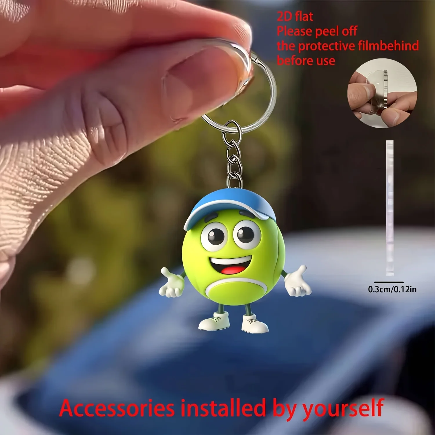 5sets Tennis Player Keychain Inculding 2D Acrylic Pendant & Thank You Cards & Orangza Bags Creative Ornaments Gifts for Decor