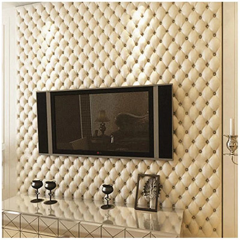 

Luxury European-Style 3D Imitation Leather Soft Bag Wallpaper TV Background Wall Bedroom Living Room Entrance Video Wall