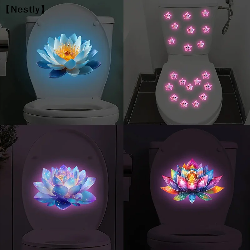 Glow-in-the-Dark Toilet Sticker Bathroom Toilet Lid Decoration Ambiance Decorative Sticker Wall Decor Decal〔Nest〕