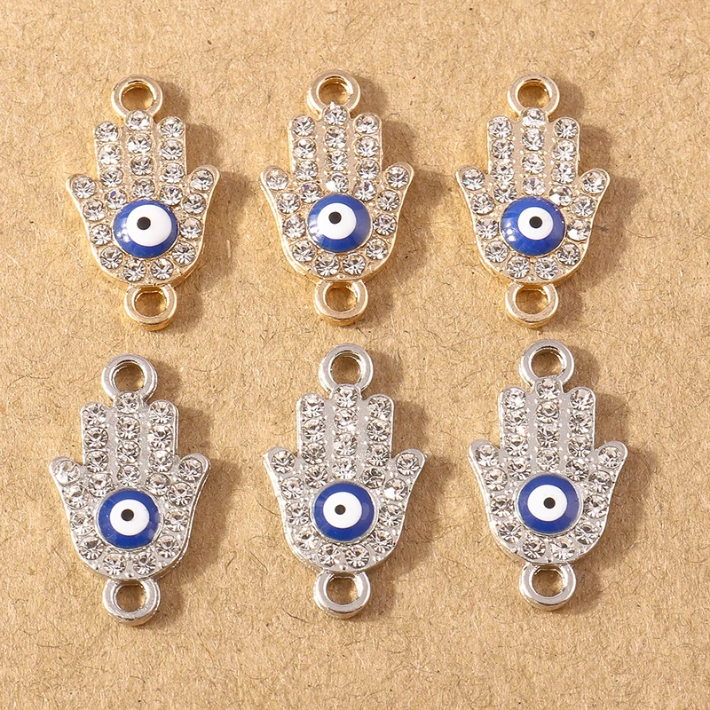 10 Stück Strass-Kristall-Glücksbringer-Anhänger mit bösen Augen zum Basteln von Ohrringen, Halsketten, Armbändern, DIY-Handschmuck und Accessoires – Detail 6
