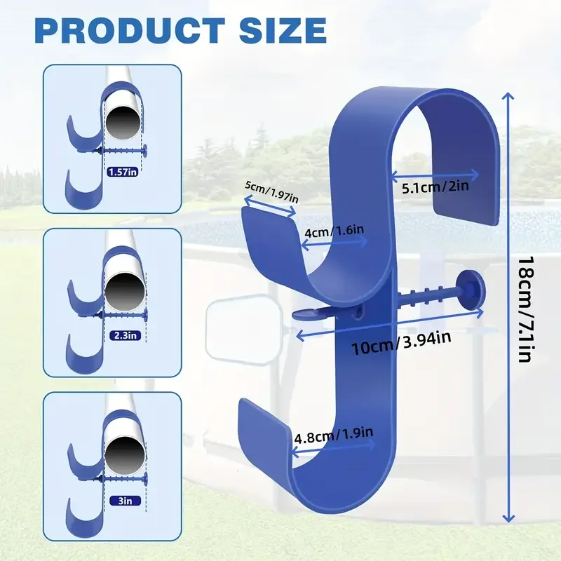 S-Shaped Hooks Poolside Pool Leaf Skimmer Net Holder Pool Pole Hanger Hook Brush Hanger Outdoor Hot Tubs Accessorie