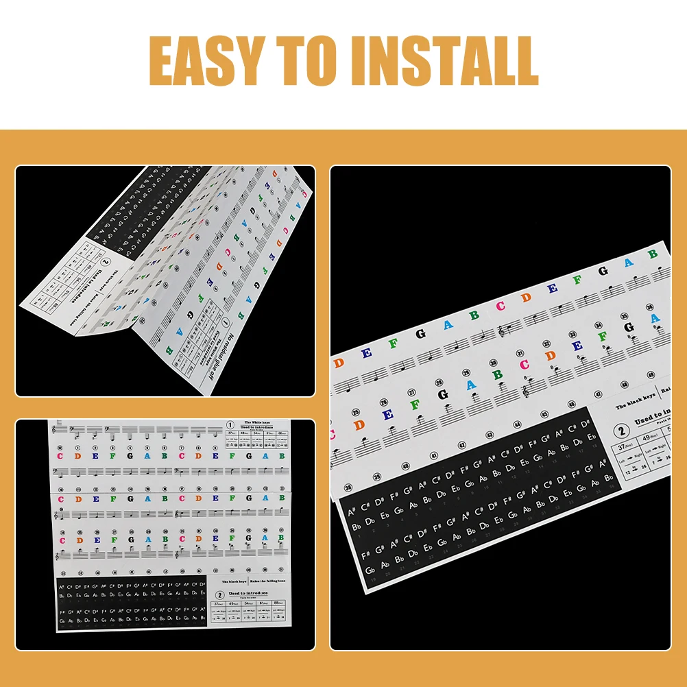 

1 set Stickers for Beginners Removable Notes Labels Adhesive Decals Easy Learning Tool Keys Sticker Labels Piano for Keys