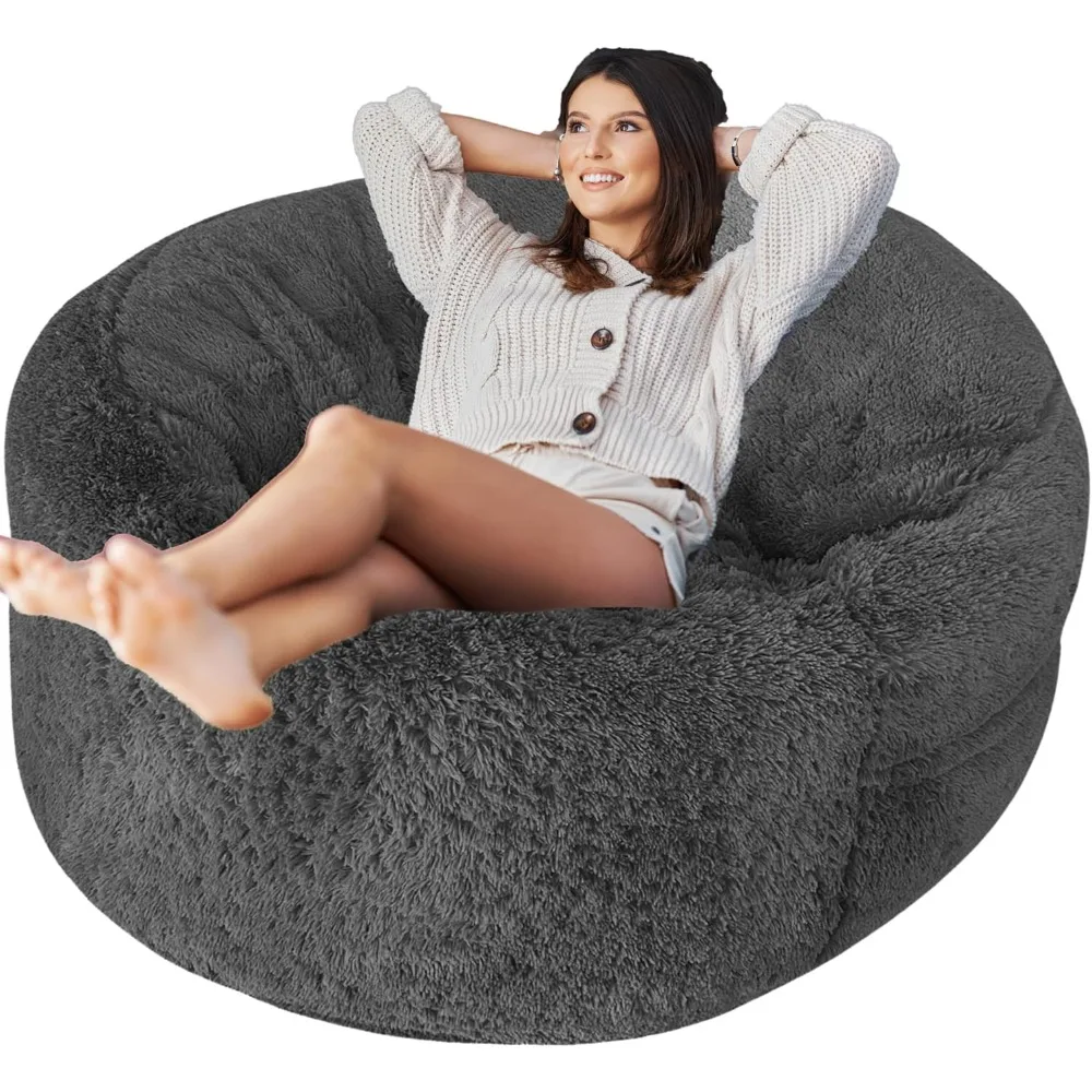 

Пушистый чехол на стул-мешок для взрослых, подростков или детей, хранение мягких животных из искусственного меха xl (серый кайлерлок, 4 фута (только чехол))