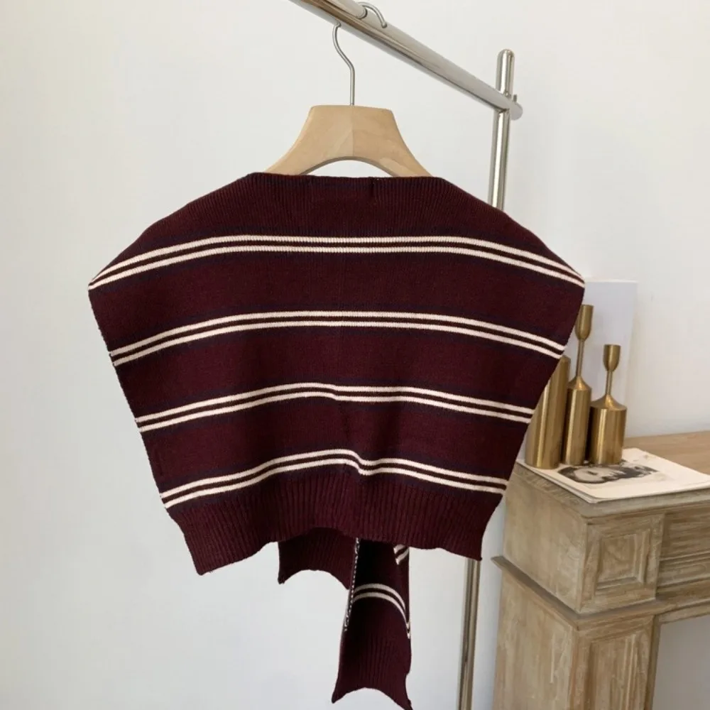 

Простая классическая мужская вязаная шаль, плащ, полосатый шарф, завязанный в корейском стиле, накидки с искусственным воротником, украшение для одежды