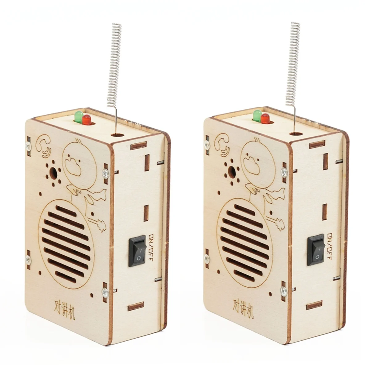 Model Walkie-Talkie nirkabel DIY, 2 buah mainan percobaan anak-anak, Kit alat belajar pendidikan, permainan Puzzle kayu