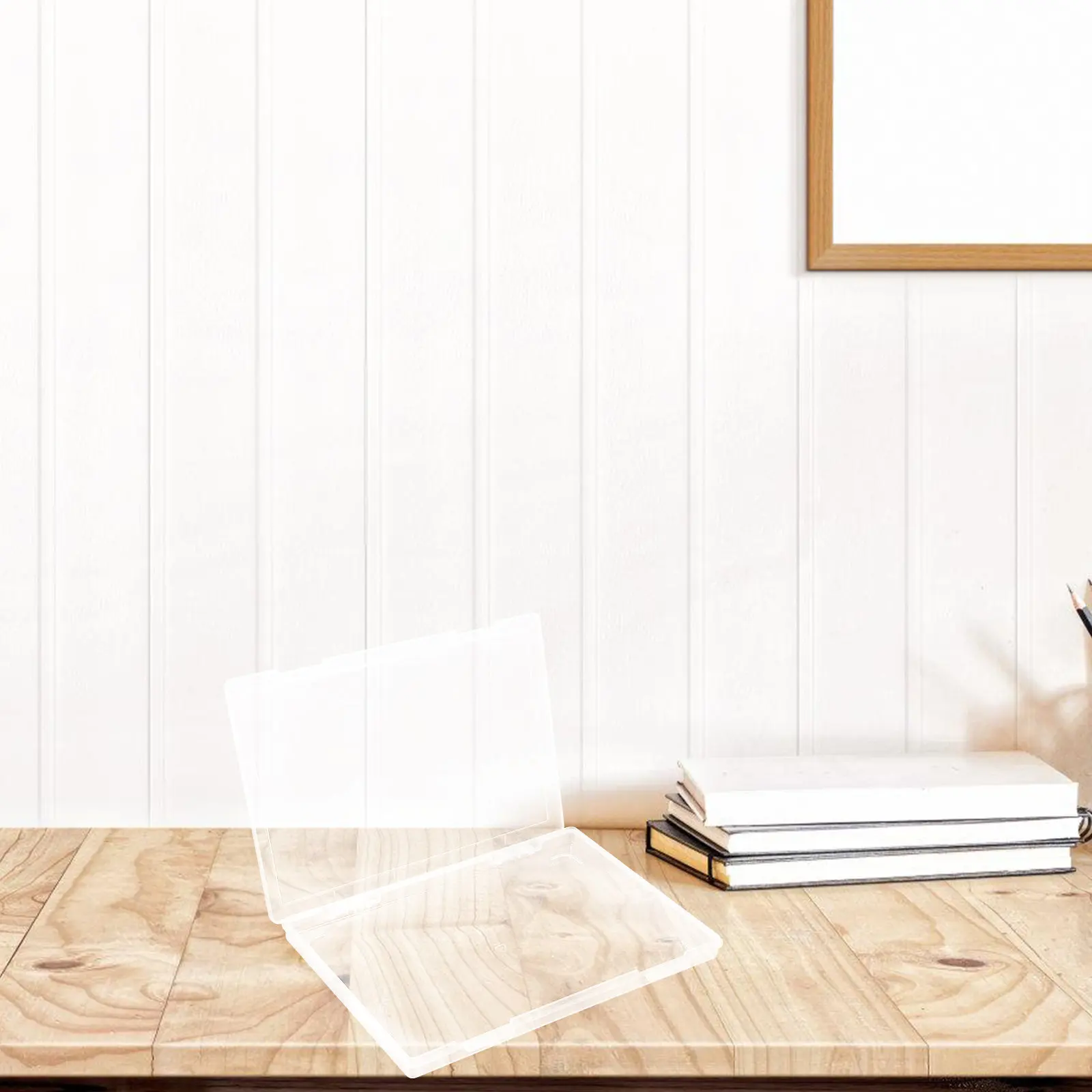 

Portable Transparent File Box with Seal Clear Plastic Document Holder for Paper Storage Filing Boxes Greeting Card Photo Album