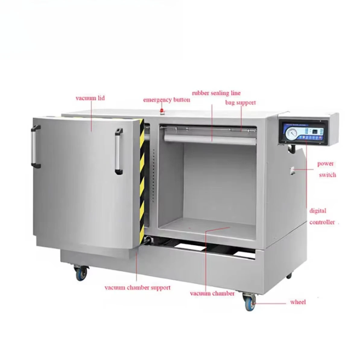 DZ-600YI Adjustable Vertical Flip-Over Double Chamber Vacuum Sealer Kimchi Vegetables Liquid Powder Vacuum Packing Machine