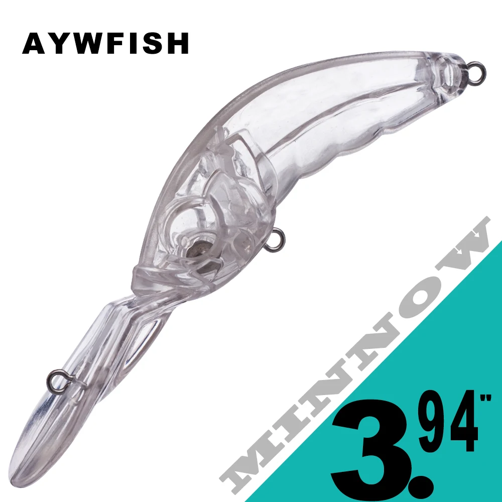 

AYWFISH 15PCS Floating Crank Baits Transparent Body Deep Water Diver Insect 3.94IN 10.5G Unpainted Minnow Fishing Lures Blanks