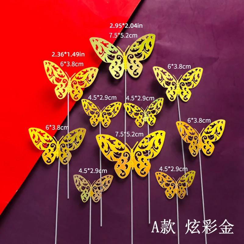 10PCS 3D Schmetterling Kuchen Topper Set Gold Silber Geburtstag Party Dekorationen für Cupcakes DIY Wandbehang Dekor Schmetterling Thema – Detail 6