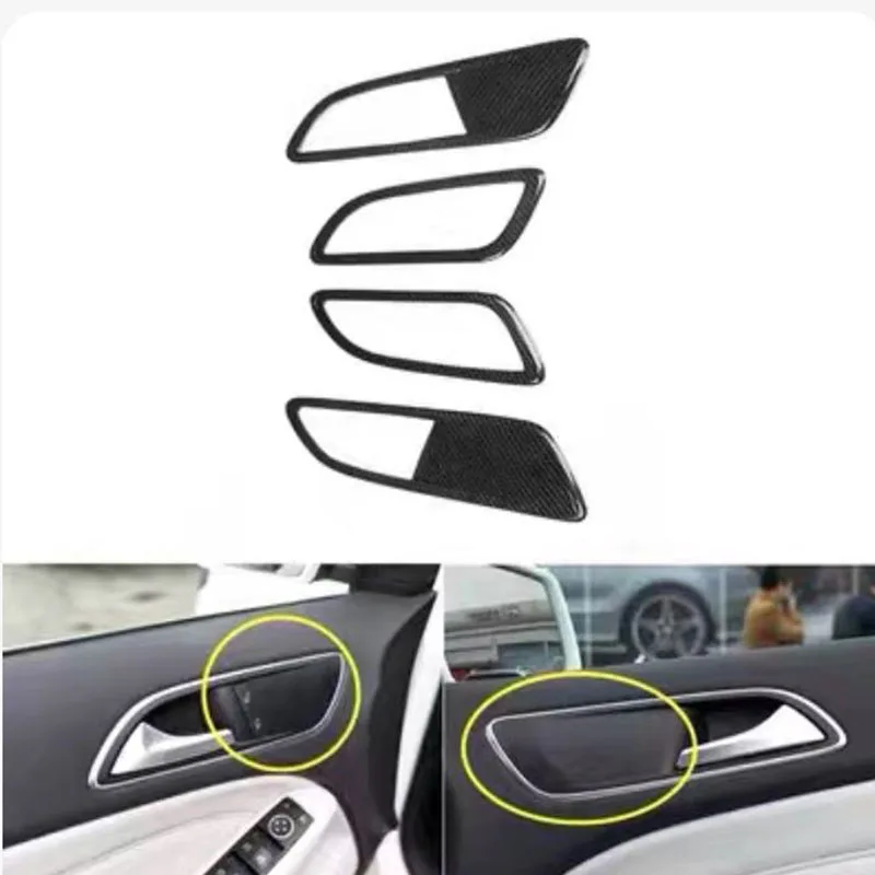 

ABS carbon Fiber Color Interior Door Handle Bowl Frame Trim Stickers Covers For Mercedes A Class A180 2013-2018