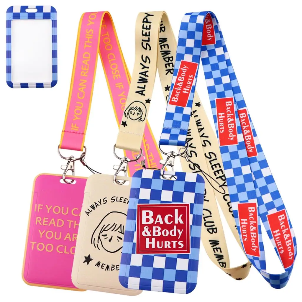 Back and Body Hurts Square Credential Holder Member Neck Strap Lanyards Keychain ID Card Pass Hang Rope Keyring Accessories Gift