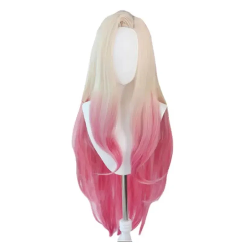 2025 22 LOL KDA Baddest Ahri شعر مستعار تأثيري مع آذان الاصطناعية شقراء مختلط الوردي مقاومة للحرارة خصلات الشعر المستعار + واي فاي