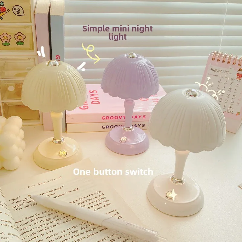 

Lamp Holder Button Battery Operated Night Light for Bedroom Student Bedside Home Decorative Atmosphere Ornament Simple Design
