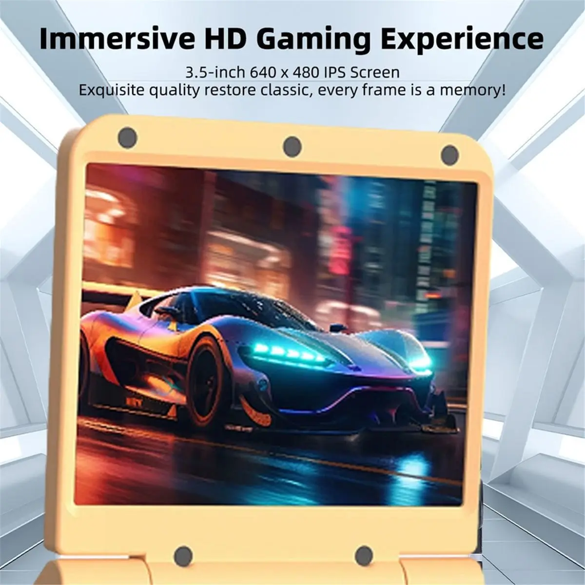 Delighted- Flip V2 Retro Handheld Game Console 3.5Inch IPS Screen Open Source Portable Game Console HDMI-Compatible Game Pad A