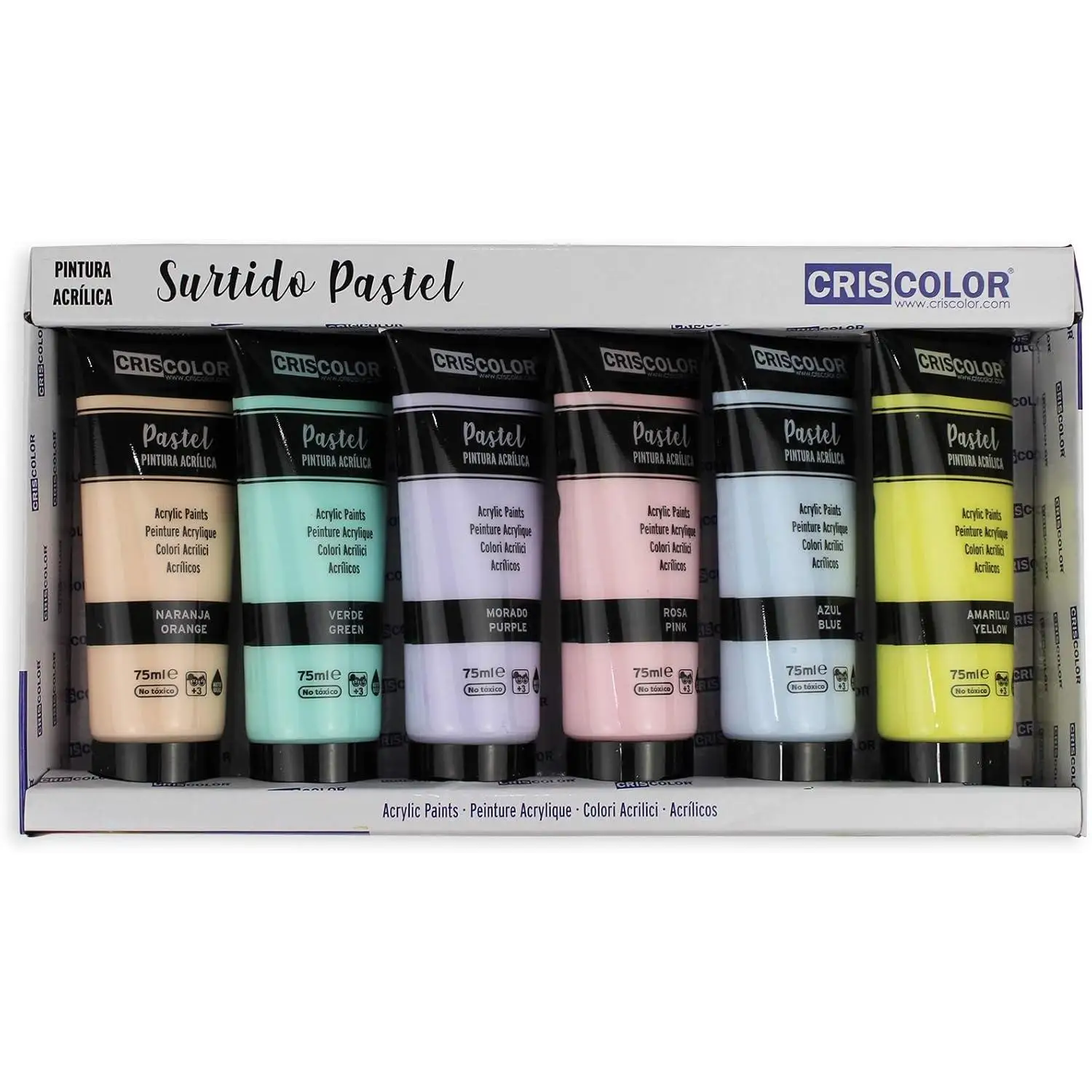 C.A | Set Pintura Acrílica 🎨 | 6 x 75 ml | Colores Surtidos | Para Arte, Estudiantes y Manualidades