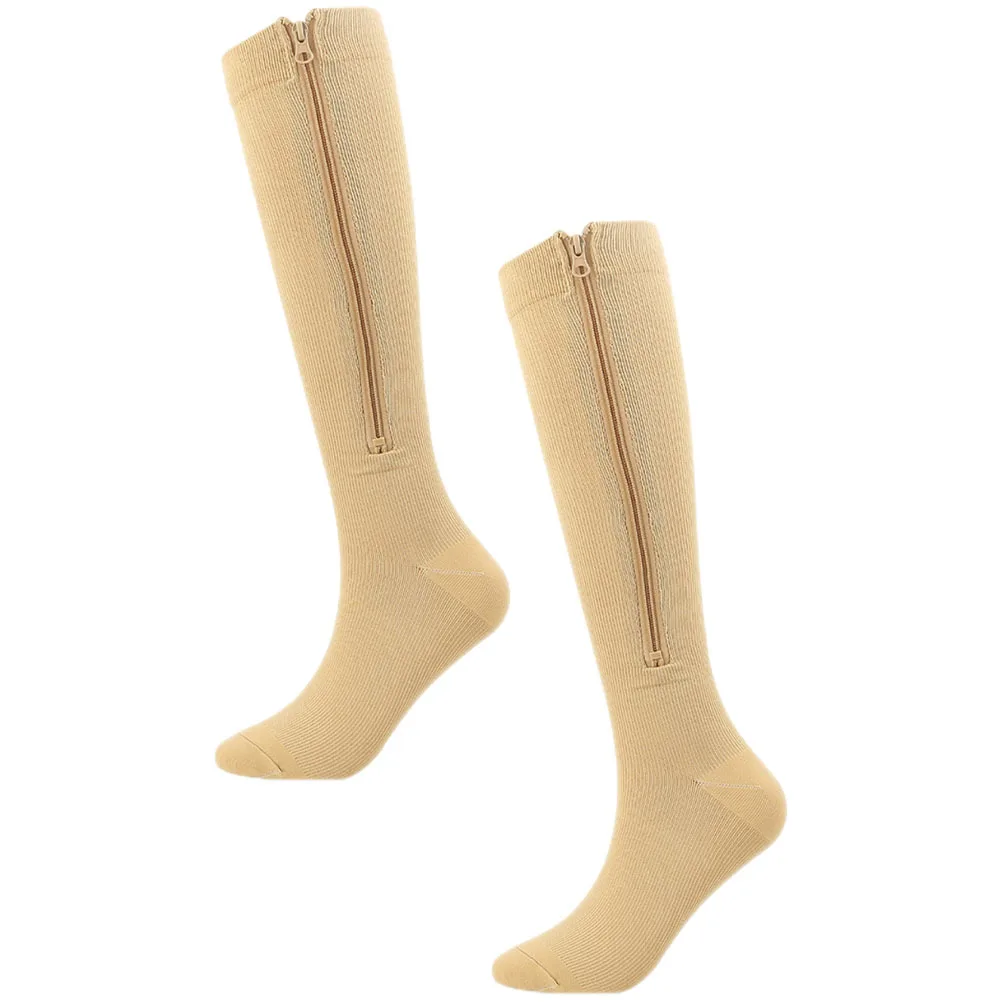 1Pair Breathable Zipper Compression Socks Thermal Sports Stockings for Outdoor Running Cycling Compression Stockings with Zipper