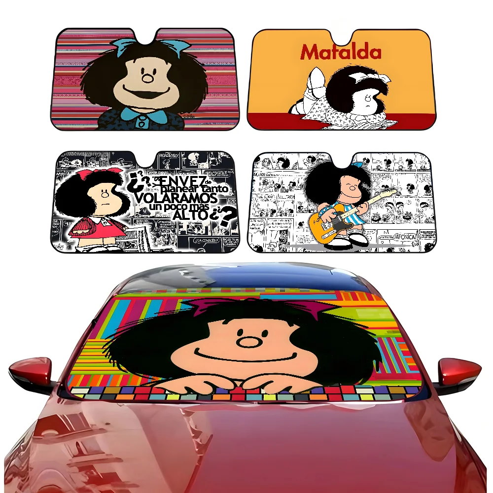 M-Mafalda Girl Car Solar Protection Heated Windshield Sunshade Car Cover Sun Shade Auto Sun Visor Car-covers