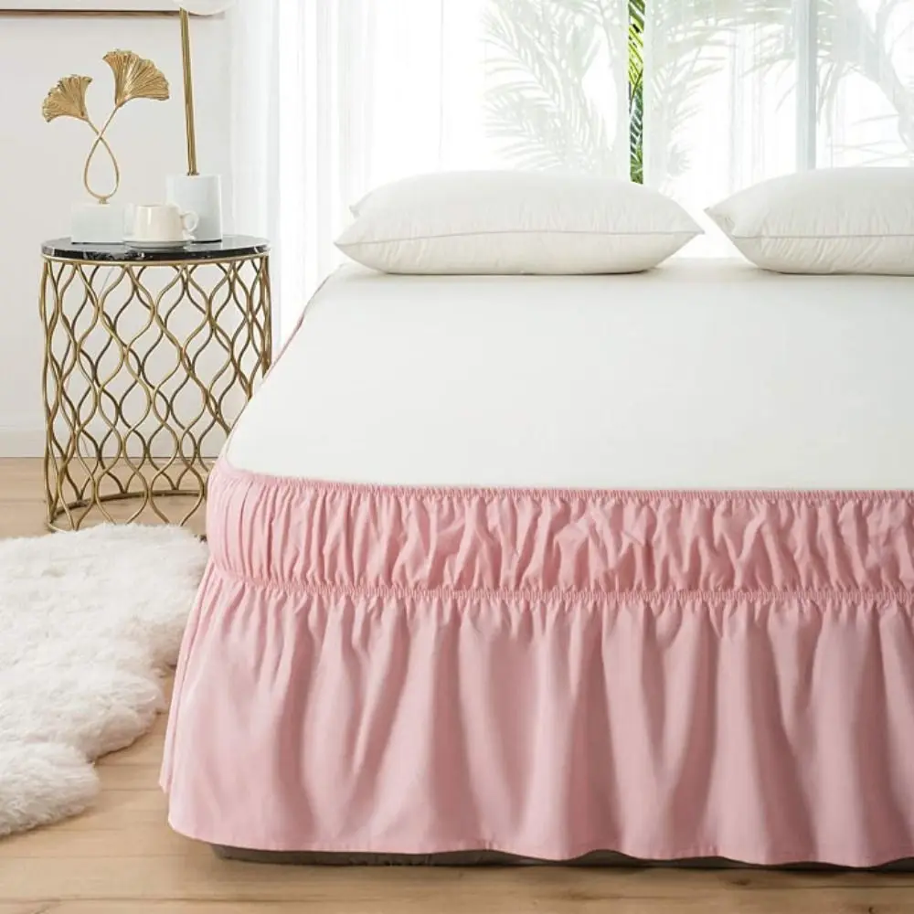 Bed Decoration Wrap Around Style Bed Skirt Ruffles Solid Color Bed Dust Cover Washable Fade Resistant Bed Protector Hotel
