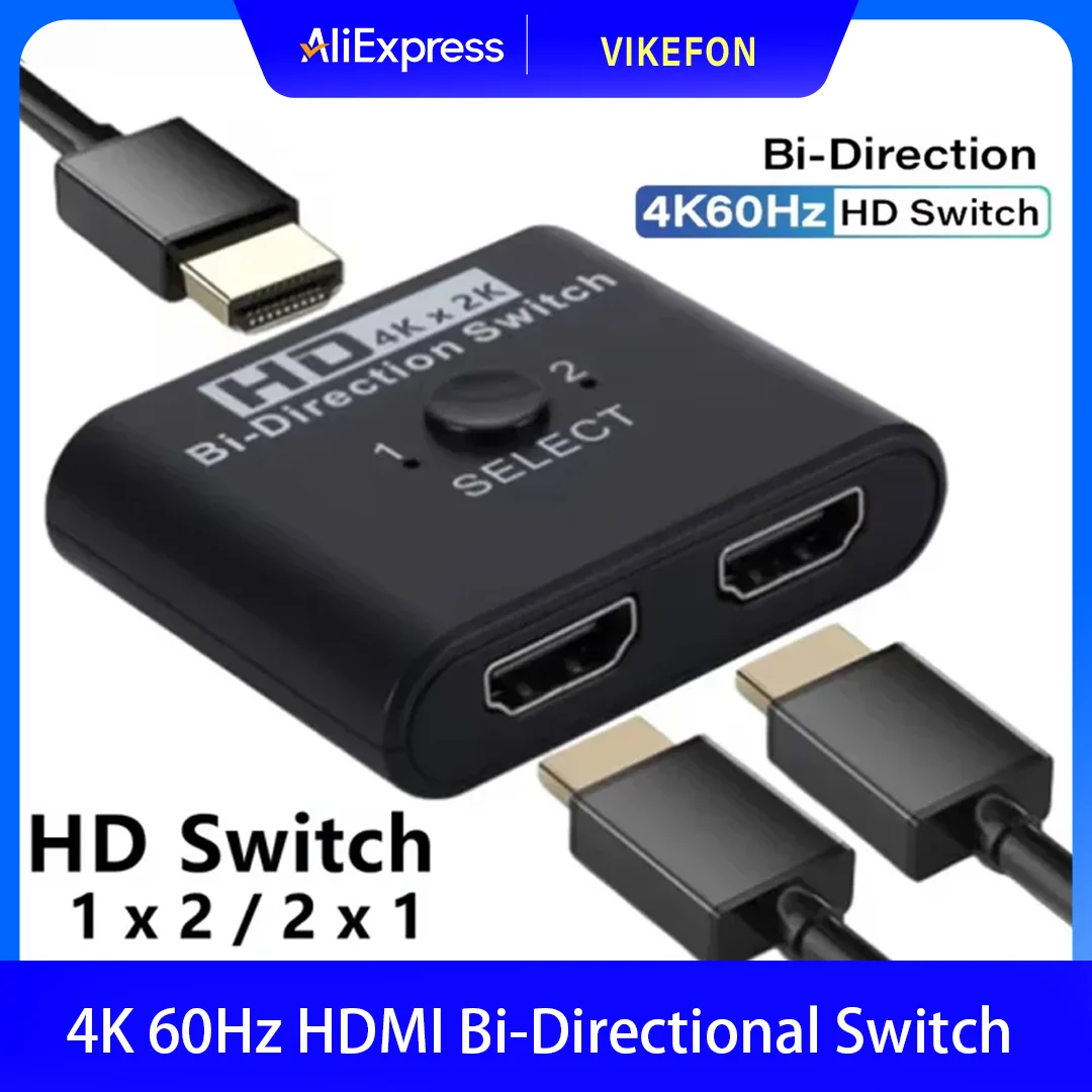 4K 60 هرتز HDMI ثنائي الاتجاه التبديل 2x1 الفاصل 2 منافذ المدخلات 1 الناتج للكمبيوتر المحمول رصد التلفزيون العارض الصوت والفيديو محول #1