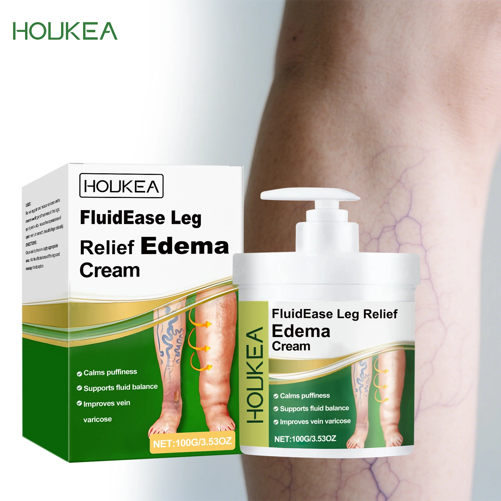 Leg Edema Relief Cream Remove Leg Swelling Repair Varicose Veins Antiedematous Foot Improves Circulation Anti Edema Ointment