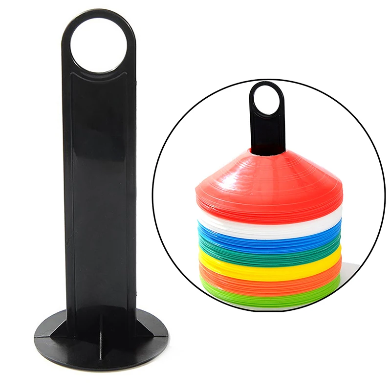 Soportes de conos de Entrenamiento de fútbol, disco de marca deportiva, estante de almacenamiento de discos de plástico, soporte de barrera de señal, negro