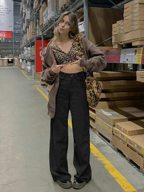 Retro High-waist Casual Wide-leg Pants Women's Comfortable Loose Trousers Vintage High Waist Loose Fit Long Pants