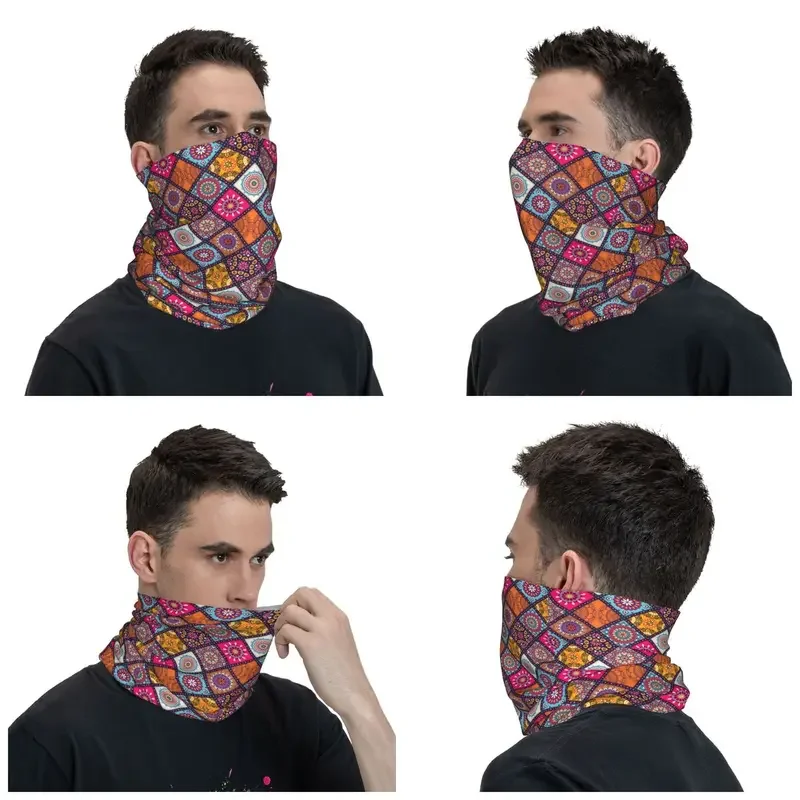 Bufanda de tubo de esquí para hombres y mujeres, patrón Floral étnico personalizado, Mandalas, diadema de invierno, calentador de cuello, bufanda de caza, Bandana facial