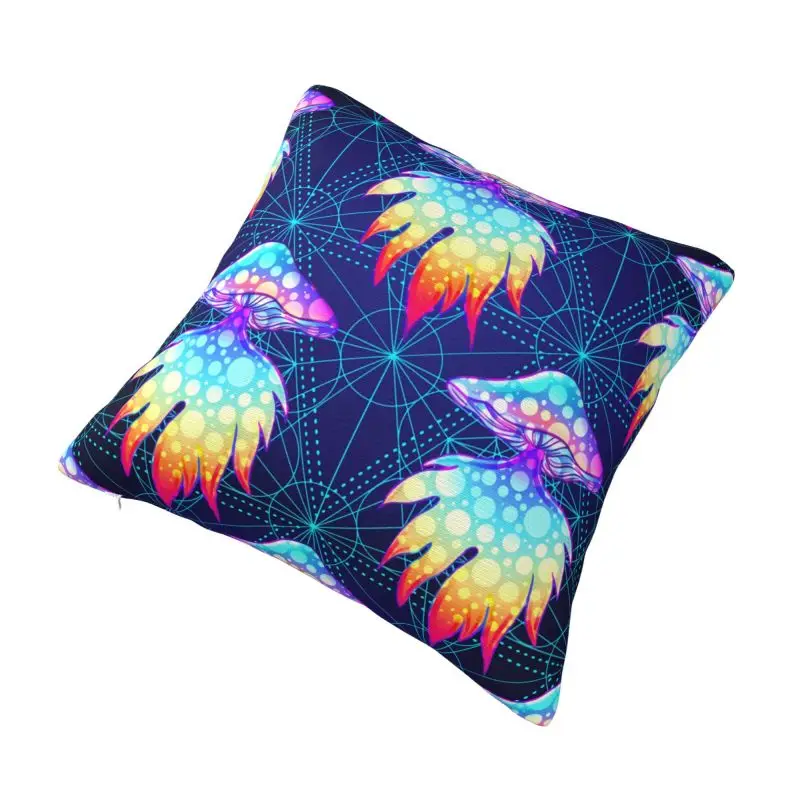 Custom Luxury India Mandala Magic Psychedelic Mushrooms Pattern Trippy Sofa Cushion Cover Polyester Music Pillow Case