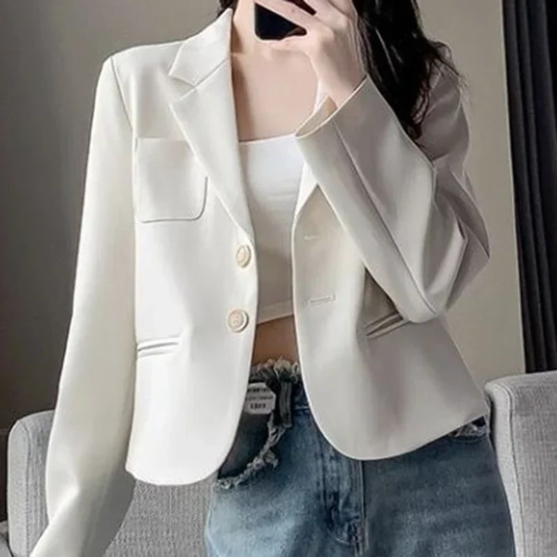 

Female 2025 new high-grade casual fashion beige short suit small coat blazer women Temperament small suit jacket