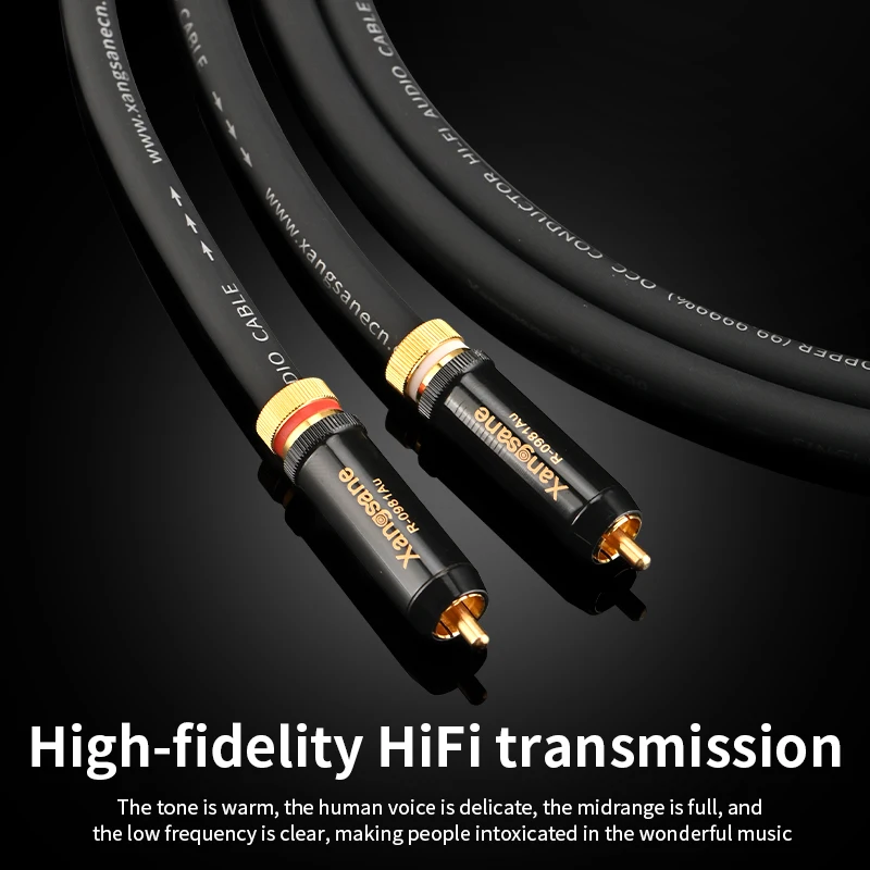 Сигнальный кабель RCA Lotus 6N, замороженный монокристаллический медный провод, позолоченный разъем RCA для подключения аудиооборудования