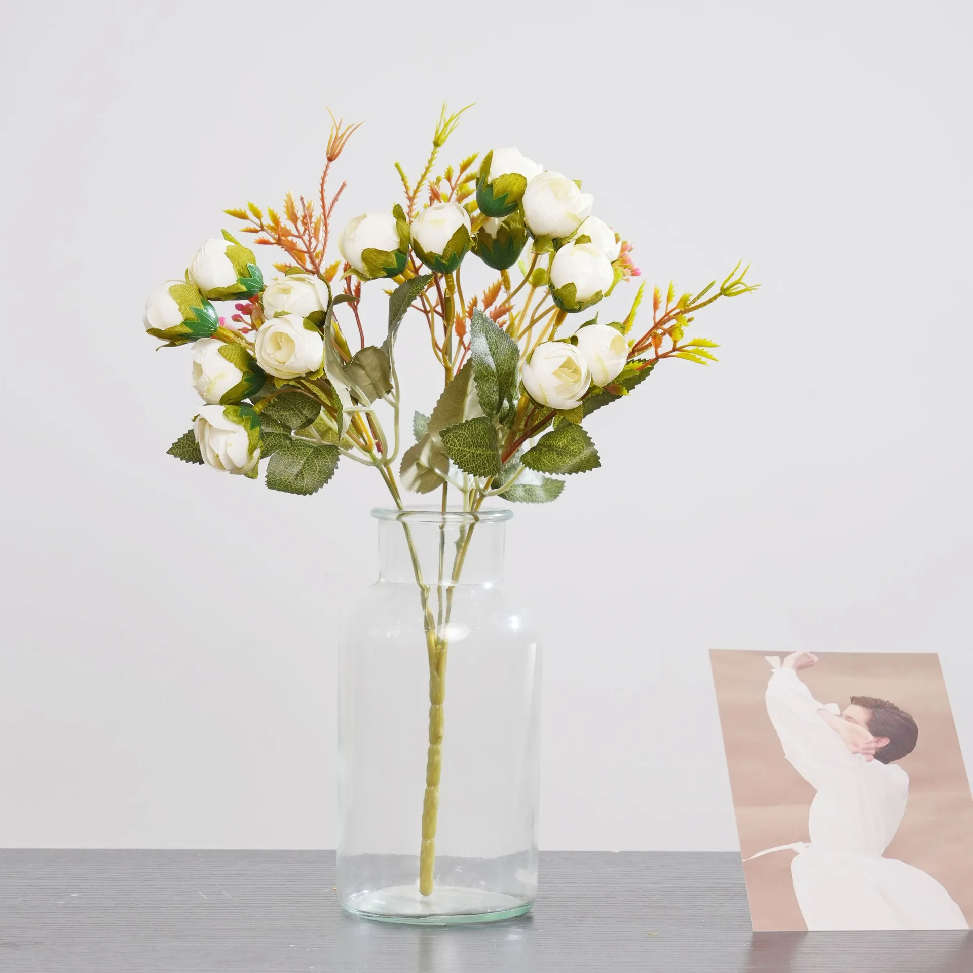 

Artificial flowers 15 small bud bouquet table flowers home decoration hotel soft decoration artificial flowers