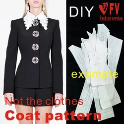 Pattern Making Women's Doll Collar Jacket Pattern 1:1 Garment Sewing Drawing BWT-129
