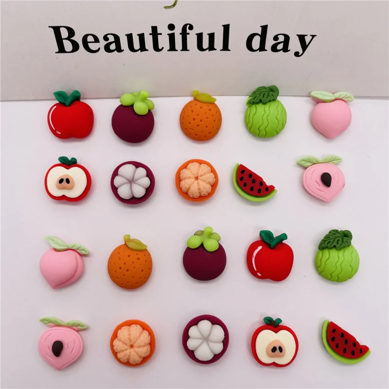 10PCS Fruit Series Resin Figurine Resin Flatback Cabochons For Hairpin Scrapbooking Kawaii DIY Embellishments Crafting Supplies