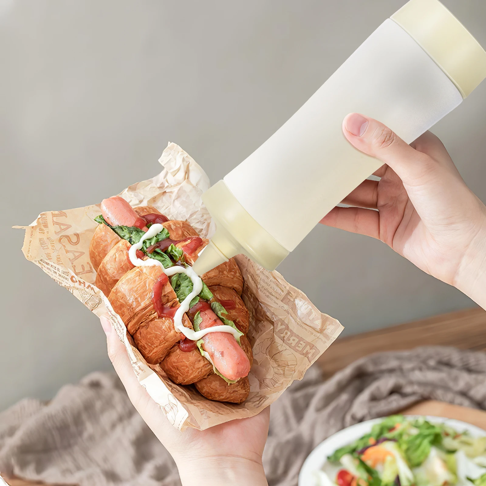 

3pcs 350Ml Clear Squeeze Bottles Leakproof Refillable Condiment Dispenser For Ketchup Mustard Salad Dressing Sauce Containers