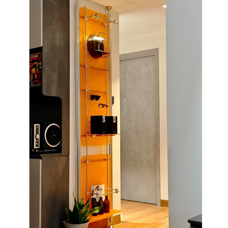 

Orange acrylic shelf storage display stand, optical axis stainless steel frame