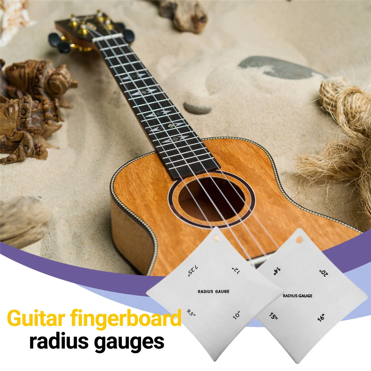 High-end 2pcs Guitar Fingerboard Fretboard Saddle Nut Radius Gauge Measuring Stainless Steel Tool