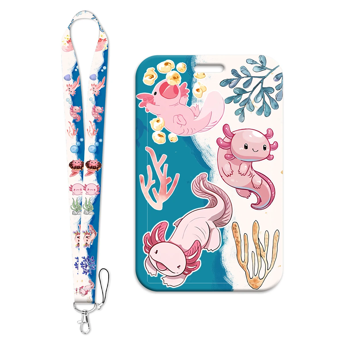 Pink Axolotl Cartoon Lanyard for Key ID Card Gym Phone Straps USB Badge Holder DIY Neck Strap Hang Rope Keyring Accessories