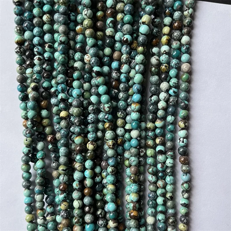 Rare Original 5MM Hubei Turquoise 100% Undyed Gemstone Blue Green Natural Stone Bracelet Fit Diy Charm Beads For Jewelry Making