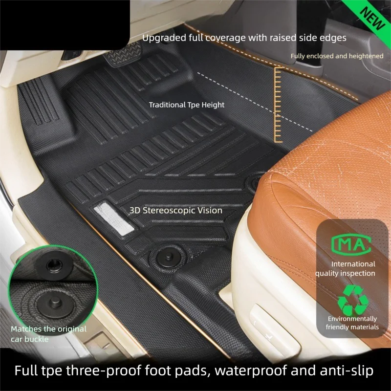 TPE Floor Mats Compatible with For Jaguar F-PACE 2016-2024 LHD Full Coverage Waterproof Surround Threshold Accessories