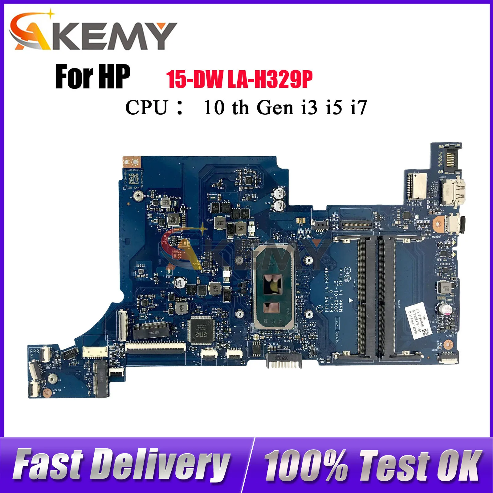

LA-H329P для ноутбука HP 15-DW 250 G8, материнская плата L86470-601 L51985-601 с процессором i3 i5 i7 10-го поколения DDR4, 100% полностью протестировано
