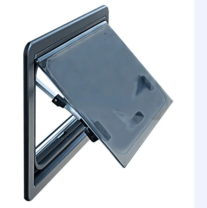 LS9470 RV Window Aluminum Alloy Rounded Acrylic Insulating Glass, Double-Layer Push Out Window with Curtain