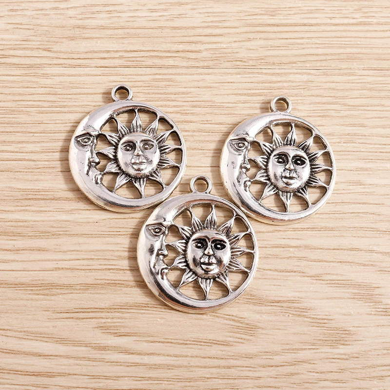 Tusember 10 Stück 28 x 34 mm niedliche Mond-Anhänger aus Legierung für die Schmuckherstellung, Halskette, Ohrringe, Armband, DIY, handgefertigtes Kunsthandwerk – Detail 7