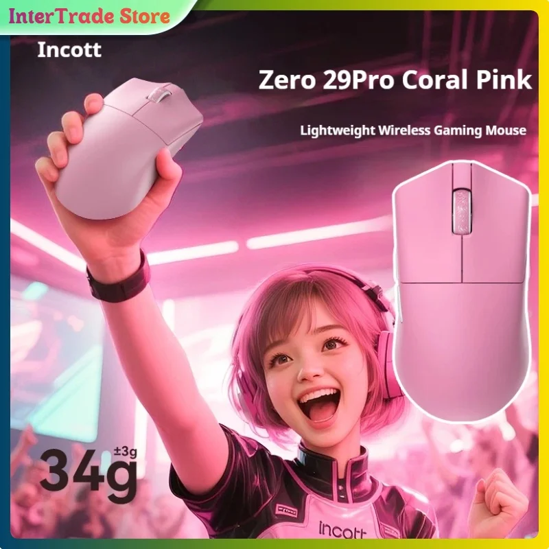 

Incott 029 PRO 41g Ultra Light Esports Mouse Tri Mode Wireless Pixart 3950 Sensor 26000 DPI Huano Switch Gaming for PC Mac