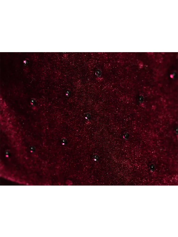 TFMLN-vestido ceñido al cuerpo para mujer, vestido Sexy ajustado con decoración de cuentas, vestido largo de terciopelo con tirantes, vestido elegante de fiesta empalmado con tirantes finos