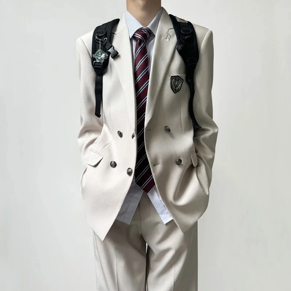 

2025 Winter New Male Solid Color Long-Sleeved Suit Jacket Japanese Retro Fashion Trendy High Street Loose Casual Niche Men's Top