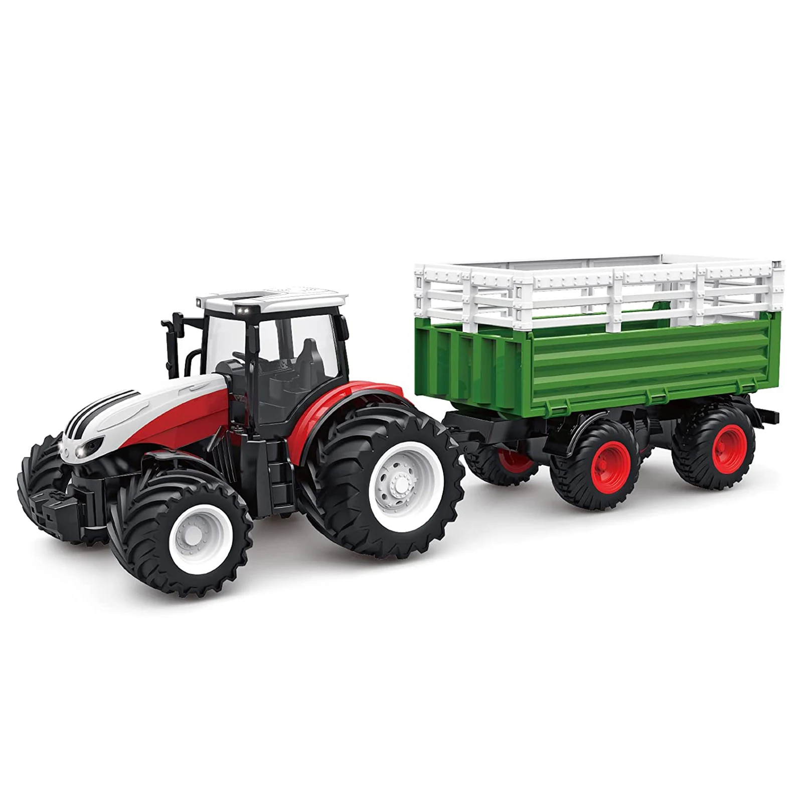 Remote Control Tractor, 1 : 24 Scale 2.4Ghz Remote Control Tractor Toy with Trailer Gripper Hay Bales Screwdriver Cows